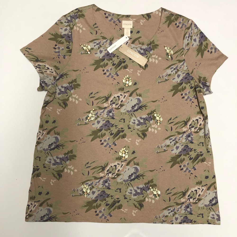 Chico's  Short Sleeve Tee - Taupe size  Chico’s 3/ US XL